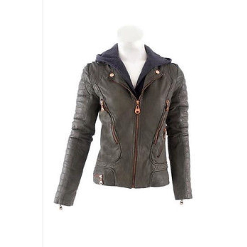 Doma hooded leather jacket